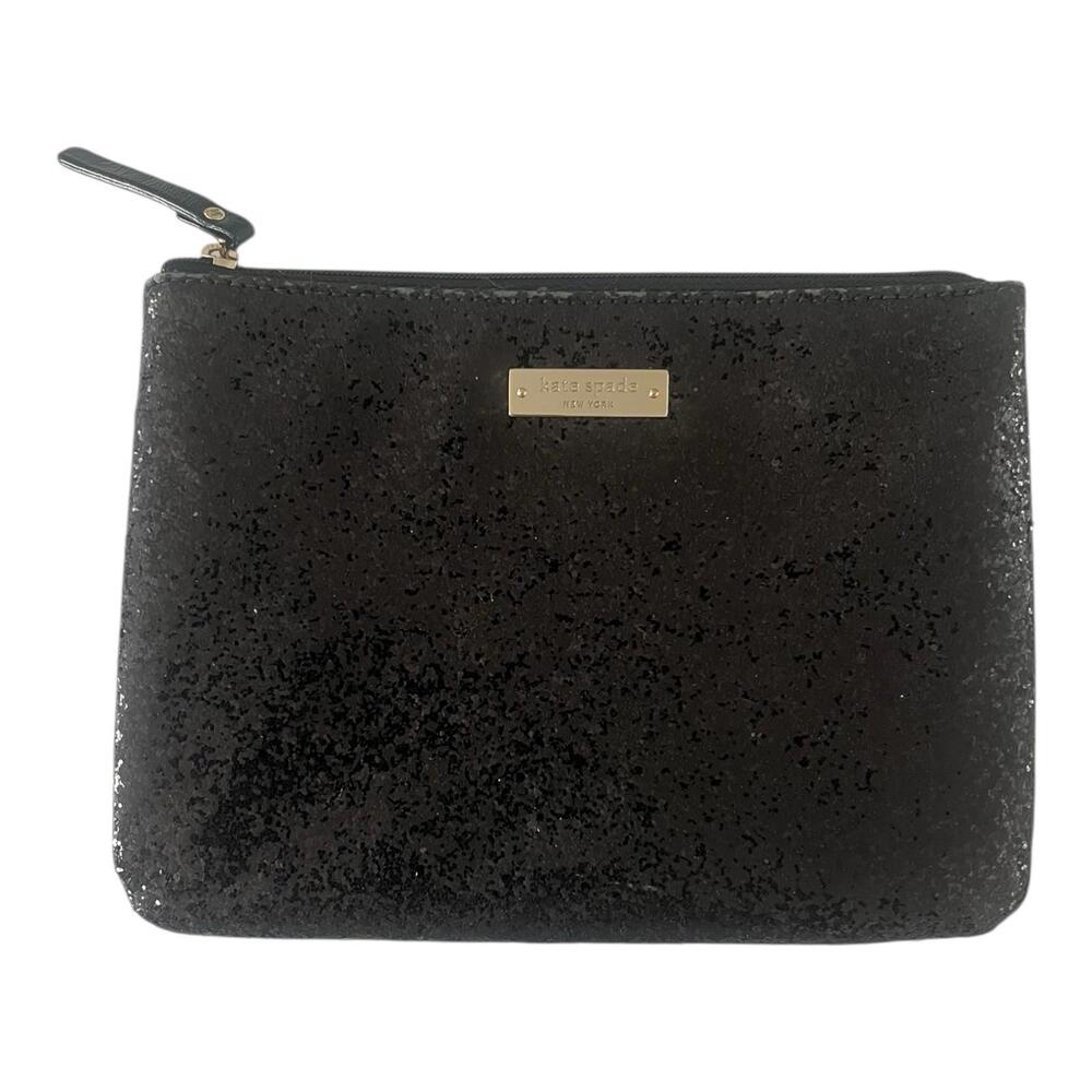 Kate Spade Envelope Glitter Clutch Black Preppy Party Formal